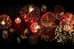 colorful fireworks in a black sky