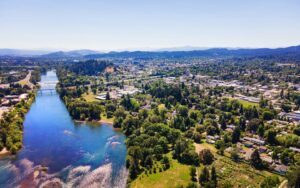 bird's eye view of Eugene, OR